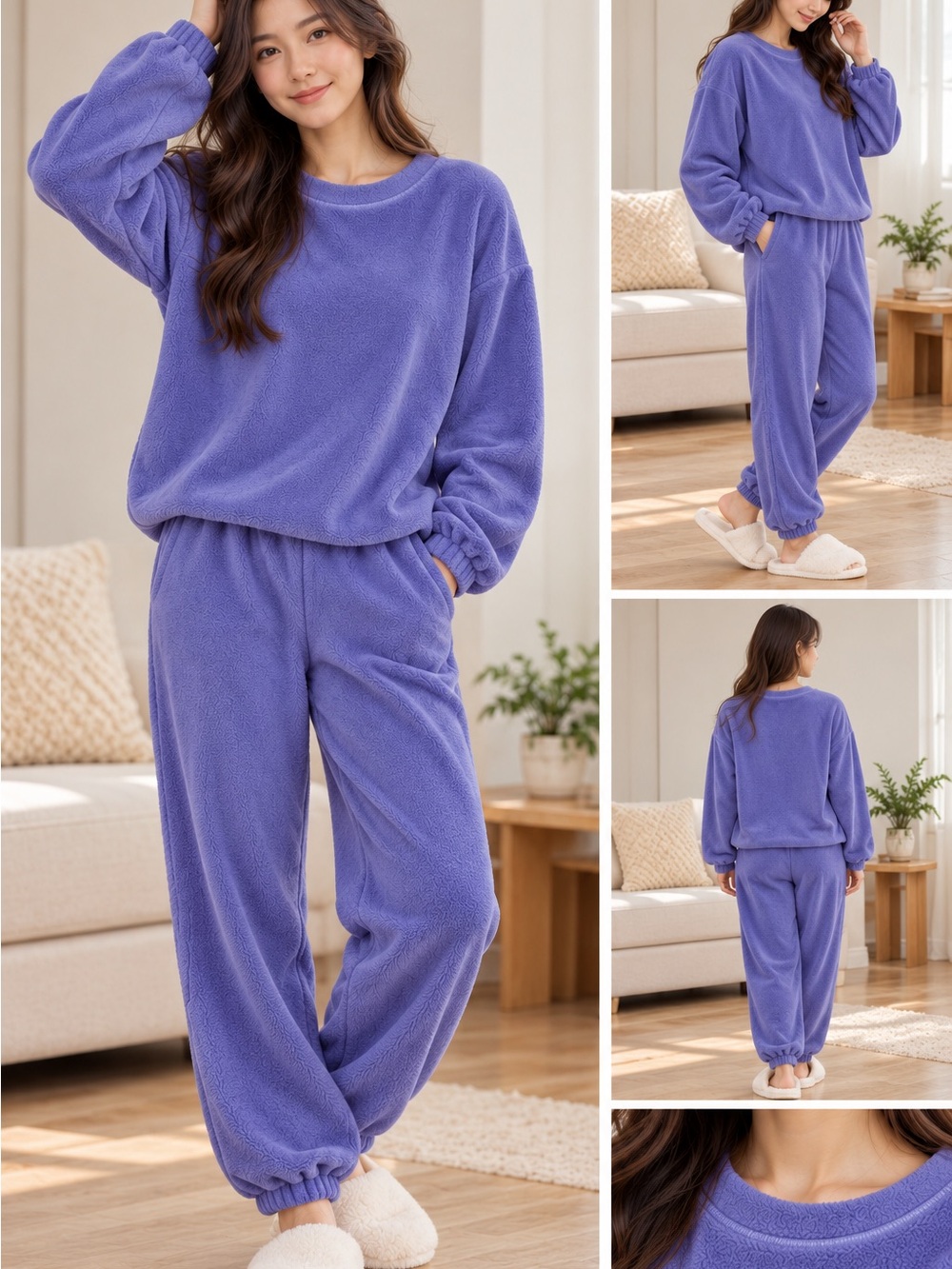 Cozy Plush Kids Pajama Set - Lavender